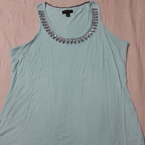 Mint colored tank with jeweled accents!